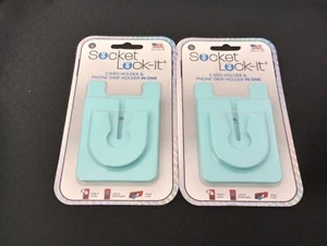 Steckschlüsselschloss-it selbstklebender Kartenhalter & Telefongriff Halter 2er Set blaugrün/aqua - Bild 1 von 3