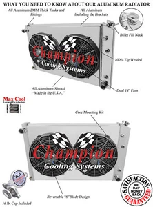 4 Row CR Radiator 19x28",14" Fans,Shroud-1973-1991 Chevy Suburban V8 Eng #MC716 - Bild 1 von 6