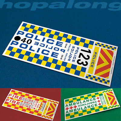 Scalextric/Slot Car 1/32 Scale Emergency Vehicle Decals - 7 Options • 2.99£