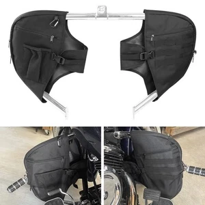Black Soft Lowers Chaps Leg Warmer Bag For Harley Touring Road King 1980-2024 - Picture 1 of 8