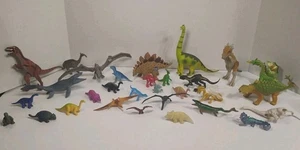 Lot of 30 Plastic Dinosaurs Vintage To New Large & Small Toys Kids Dino Xmas - Picture 1 of 22