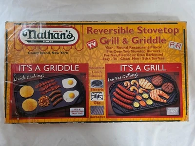 Nathan’s Famous Reversible Stovetop Grill & Griddle Open Box - Image 1 of 4