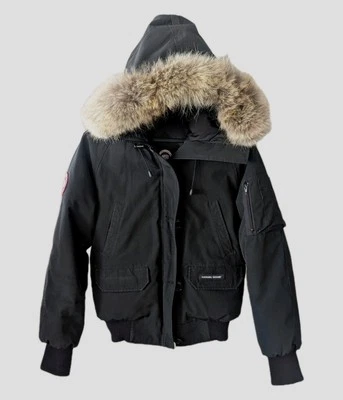 Canada Goose Womens M Black Chilliwack Bomber Jacket Duck Down Fur 7950L Foto 1 de 4