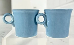 Fiesta Ware Periwinkle Blue Retired Coffee Cups Ring Handled Mug USA Set of 2 - Picture 1 of 4