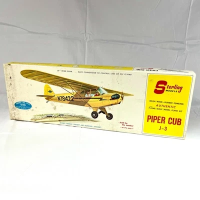 Open Box Sterling Models 30"-Wing Span Piper Cub J-3 Flying Airplane Kit A22 - Image 1 of 4
