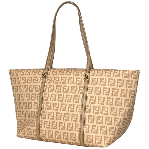Borsa a mano modello Zucchino Fendi borsetta tela rivestita beige 8Bh255 donna usata
