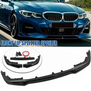 FRONT BUMPER SPOILER LIP FOR 19-22 BMW 3 SERIES G20 M340I M SPORT Bright BLACK - Picture 1 of 12