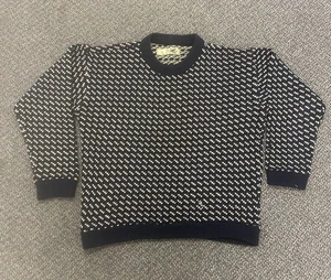 Vintage LL Bean Birdseye Sweater Mens Medium Wool Norway Knit Crewneck 80s - Picture 1 of 13
