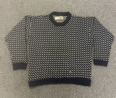 Vintage LL Bean Birdseye Sweater Mens Medium Wool Norway Knit Crewneck 80s - Image 1 of 4