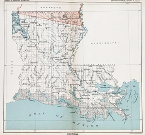 1899  LOUISIANA Map ORIGINAL ANTIQUE - CEDED INDIAN TREATY  LANDS  (10X9) - Picture 1 of 4