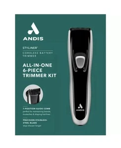 Kit de recortadora Andis BTS-2 Styliner inalámbrico de 6 piezas, hoja de acero inoxidable, Bx25 - Imagen 1 de 2