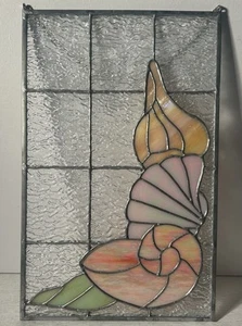 Vintage Buntglas Muscheln Strand abgeschrägt 16x10 Fensterscheibe Küste - Bild 1 von 14