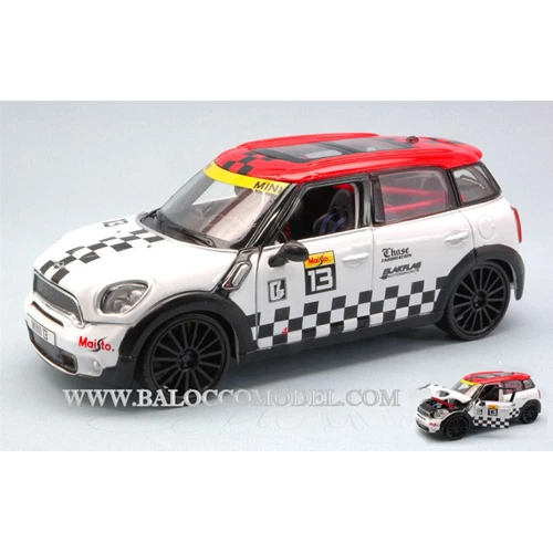 MINI COUNTRYMAN N.13 WHITE/RED 1:24 Maisto Tuning Modellino Nuovo - Immagine 1 di 1