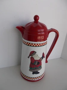Furio Santa Red & White Thermal Carafe Pitcher Server with Glass Liner Hot&Cold - Picture 1 of 9