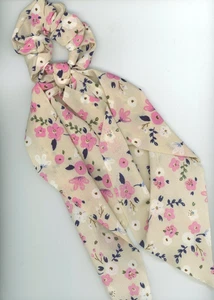 1 Ponytail Scrunchie Floral Prints 10" Drops 6 1/2" W Tails with Elastic B4-B6 - Bild 1 von 1