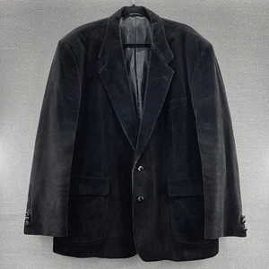 David Taylor Mens Black/Brown Corduroy Two Button Sports Coat Blazer Size 48R - Foto 1 di 14