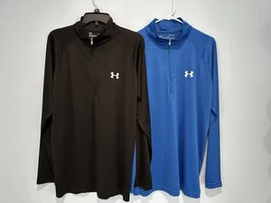 Under Armour Black And Blue Half Zipper Long Sleeves Shirts Size XL. - Picture 1 of 4