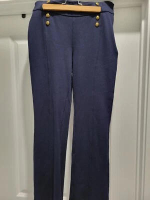 Lauren Ralph Lauren Blue High Waisted Gold Sailor Button Wide Leg Pant Womens PM - Image 1 of 4
