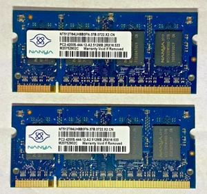 Nanya 2 X 512MB (TOT: 1GB) 2Rx16 PC2-4200S Labtop Memory RAM NT512T64UH8A0FN-37B - Picture 1 of 5