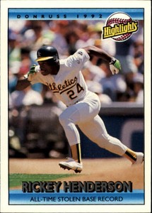 1992 Donruss Baseball #215 Rickey Henderson HL