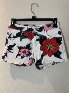 Levis Strauss Shorty Short White Floral Denim Shorts Size Girls 12 Reg - Picture 1 of 7