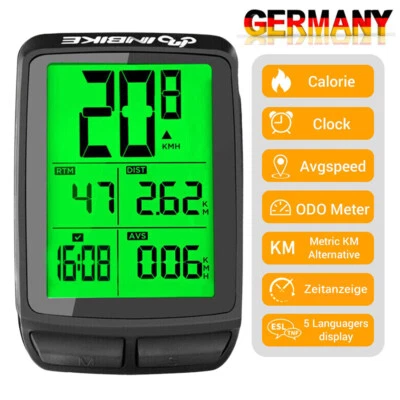 Kabellos Funk Fahrradcomputer LCD Fahrrad Tachometer Radfahren Kilometerzähler - Bild 1 von 4