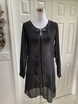 Vestido túnica MONORENO negro transparente estrás cubierta S nuevo sin etiquetas M7593 Foto 1 de 4