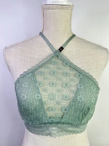 Victoria's Secret Lace Pushup Halter Bralette High Neck Green Size M - Picture 1 of 4