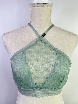 Victoria’s Secret Lace Halter Push-Up Bralette High Neck Green Women’s M - Image 1 of 4