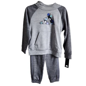 Adidas Size 6 Boy's 2 Piece Gray Hoody Jacket and Pants Active Set - Picture 1 of 10