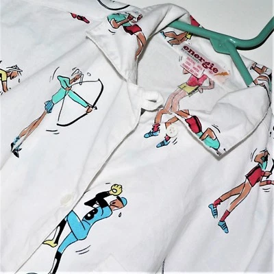 ENERGIE BI CURRANTS VINTAGE & RARE MENS SHIRT - Sporting characters Size S VGC - Image 1 of 4