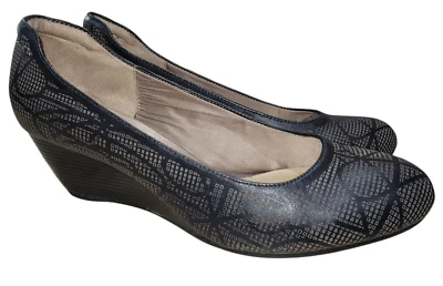 Zapatos para mujer Hush Puppies cómodos negros sin cordones de cuero con cuña talla 8,5 M Foto 1 de 4