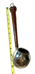 Silber über Kupfer Holz Henkel Schöpfkelle Tasse Schnupper ausgefallen antik Seilrand ES - Bild 1 von 12