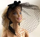 Vintage Doll Black Tulle Netting Hat Apron Clothing Accessory  FREE SHIPPING