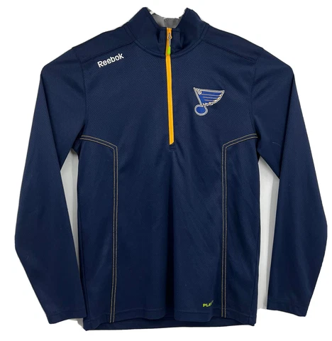 ST LOUIS BLUES NHL Reebok Center Ice Men's 1/4 Zip Pullover Sweater Sz Small Cover