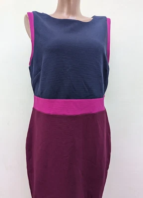 BODEN Size US 12/UK 16 Celia Ottoman bodycon burgundy blue colorblock dress - Image 1 of 4