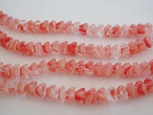 25 8 mm Czech Glass Bell Flower Beads: Crystal/Red/White - Picture 1 of 1