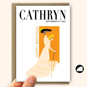 Personalised birthday card for her mum wife sister, Fashion magazine style - Imagen 1 de 10