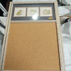 Distressed framed corkboard with 3 Mpressions frog toad prints on embossed paper