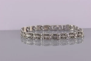 Pulsera Victoria Townsend DBJ de plata esterlina con panel bisagras de marcasita 925 de 7" - Imagen 1 de 6