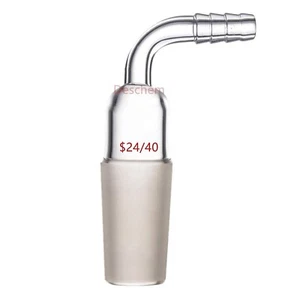 24/40  Lab Glass Adapter Cone To Rubber Tube Right Angle Connection Hose Inlet - Picture 1 of 1