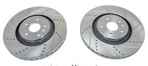 370mm 6 Piston CTS-V G8 ZL1 Brembo Conversion Front Rotors Cross Drilled Slotted - Picture 1 of 1