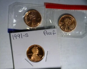 1991 PDS Lincoln Cents Unc in mint cello and Proof - Picture 1 of 2
