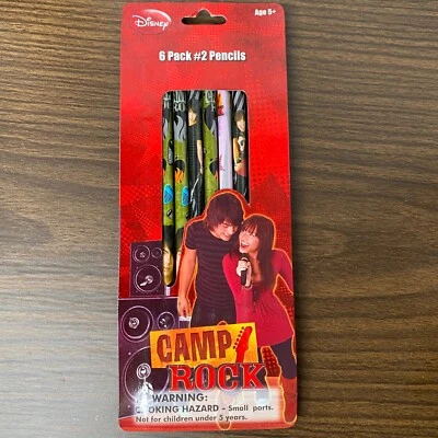 Novo na caixa 2008 Disney Camp Rock pacote com 6 #2 lápis Jonas Bros Demi Lovato - Imagem 1 de 4
