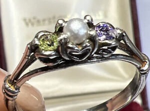 Suffragette Stone Sterling Silver Ring size o