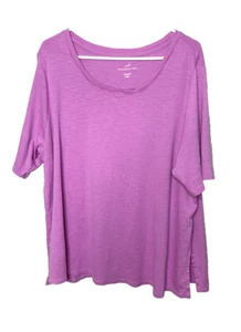 Camiseta Top J.Jill Talla Grande 3X Algodón Pima Cuello Redondo Manga Codo Rosa #11 - Imagen 1 de 8