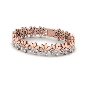 Created Diamond Flower Tennis Bracelet for Women Wedding Jewelry Sterling Silver - Picture 1 of 10