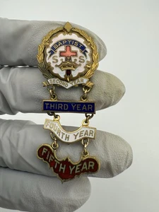 Vintage Baptist Sunday School SS Zweites, Drittes Jahr, 4. & 5. Jahr Emaille Pin - Bild 1 von 8