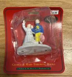It's A Wonderful Life George & Mary Throwing Rocks Figurine 1998 New on Card - Picture 1 of 9