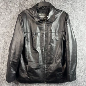 Chaqueta de cuero genuino para hombre Gianni Velente negra cremallera frontal forro acolchado grande - Imagen 1 de 8
